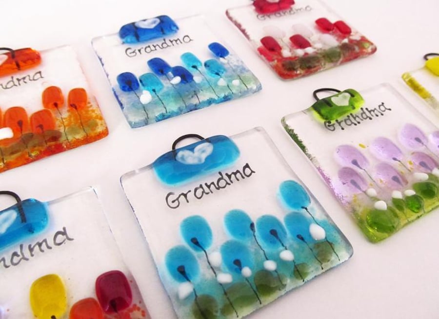 Grandma MINI Fused Glass Suncatcher (Choice of Colours)