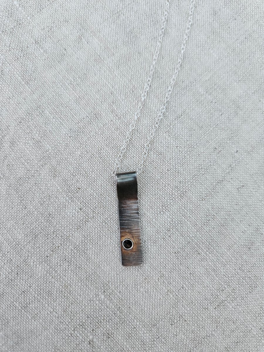 Oxidised silver bar pendant perfectly imperfect