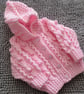 16"  Baby Pink Aran Jacket with Hood