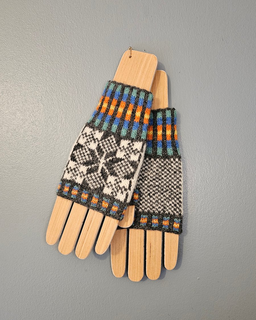 Fair Isle Fingerless Mitts