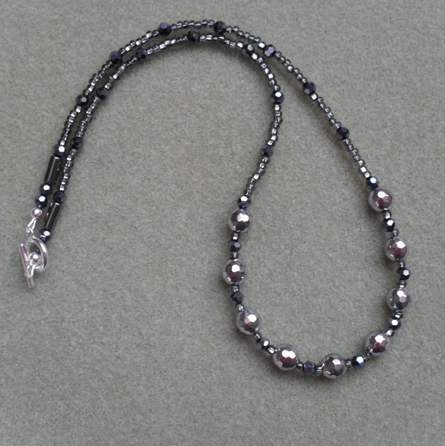 Czech Glass and Hematite Sparkle Necklace