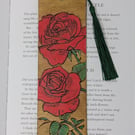 Mothers Day gift, wooden bookmark with pyrography red roses 