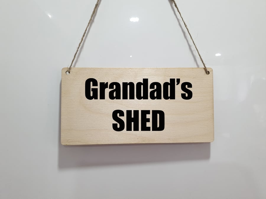 Grandad's Shed Plaque Wall Hanging Rustic Sign Outdoor Garden Den Office Man
