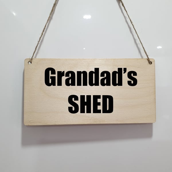 Grandad's Shed Plaque Wall Hanging Rustic Sign Outdoor Garden Den Office Man