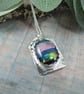 Aurora Seascape Necklace, Sterling Silver and Glass Artisan Pendant  - Image 1