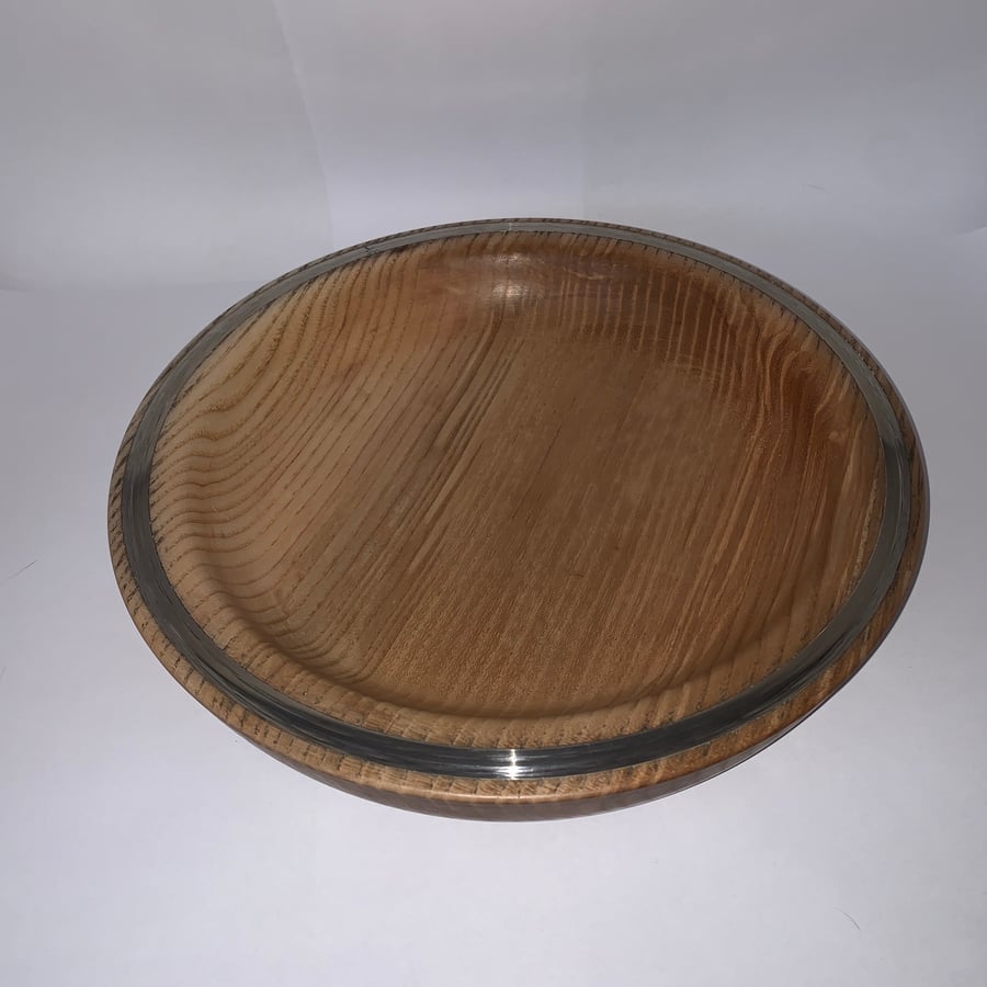 Handmade ash bowl with pewter inlay - 23cm
