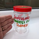 Personalised Christmas sweet jar 