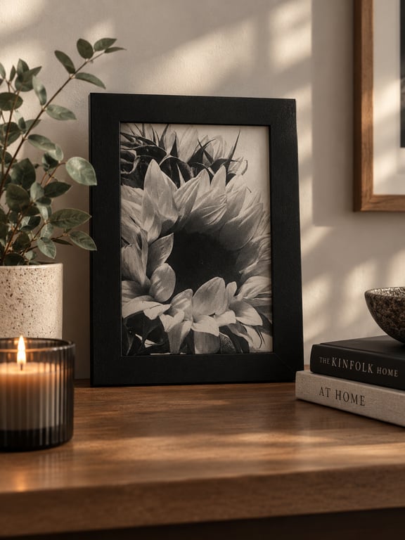 Sunflowers- Black and White