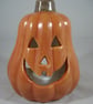 Ceramic Halloween Orange Pumpkin Candle Tea Light Holder Ornament Decoration. - Image 1