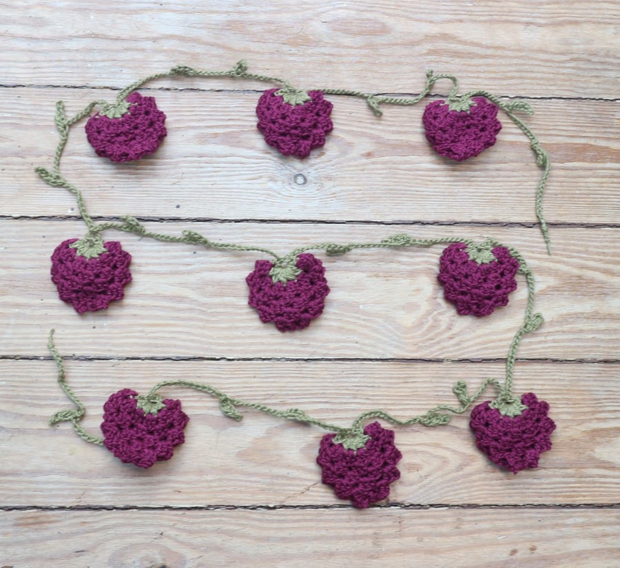 Handmade Blackberry Crochet Bunting - Nine Blackberries