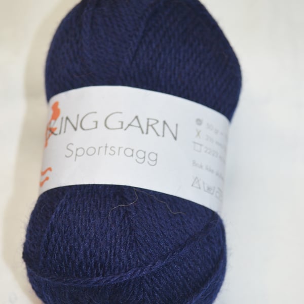 1x 50g Viking Garn Sportsragg DK Wool Nylon Acrylic Sock Yarn Dark Blue