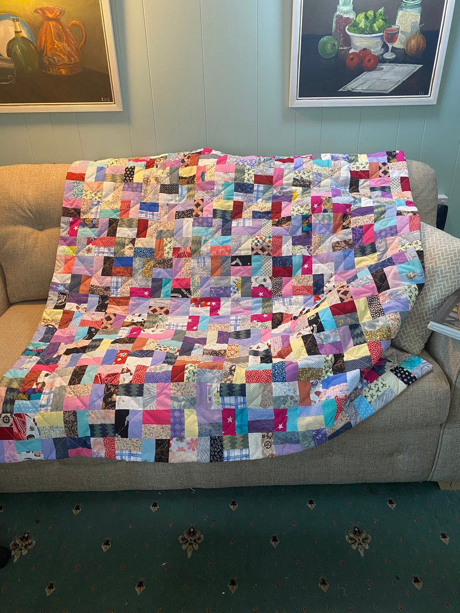 Scrappy Quilt for All Ages. Bedcover, Lap Quilt, Cosy Throw for Settee or Chair.