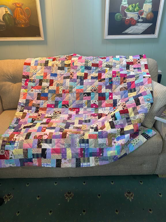 Scrappy Quilt for All Ages. Bedcover, Lap Quilt, Cosy Throw for Settee or Chair.