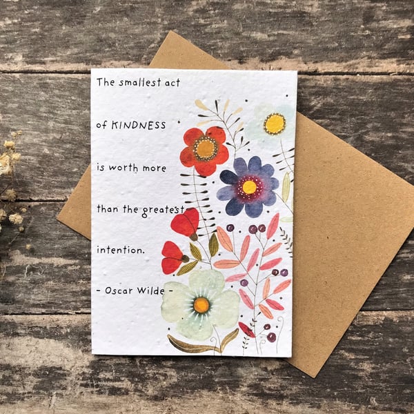 Plantable Seed Paper Birthday Card,Positive Quote cards,Flower greeting card