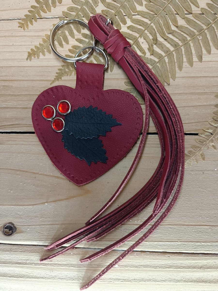 Real leather bag charm or keyring 