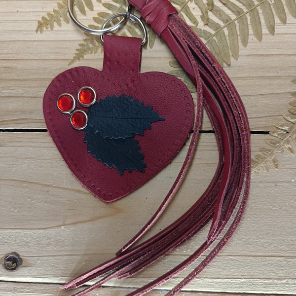 Real leather bag charm or keyring 