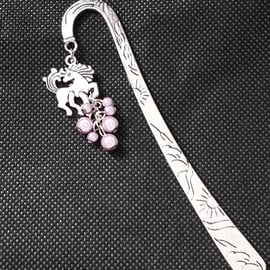 BM15 Unicorn bookmark with purple miracle beads