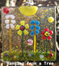 Artist made Fused Glass Flowers Suncatcher.