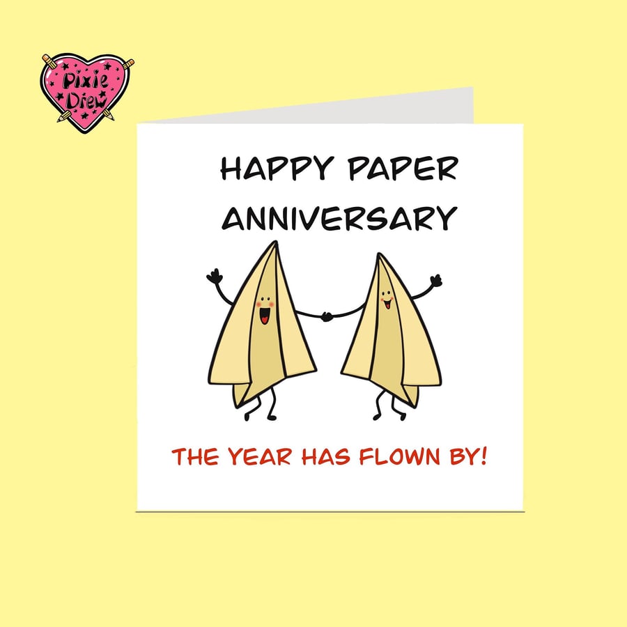 First Anniversary card for your paper anniversary with 2 paper planes