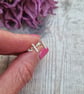 Sterling Silver Small Bar Twig Hammered Stud Earrings - JBJ3015 - Image 3