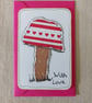 Handmade Mushroom or Toadstool Collage Notecard - Eco Friendly Flat Card heart