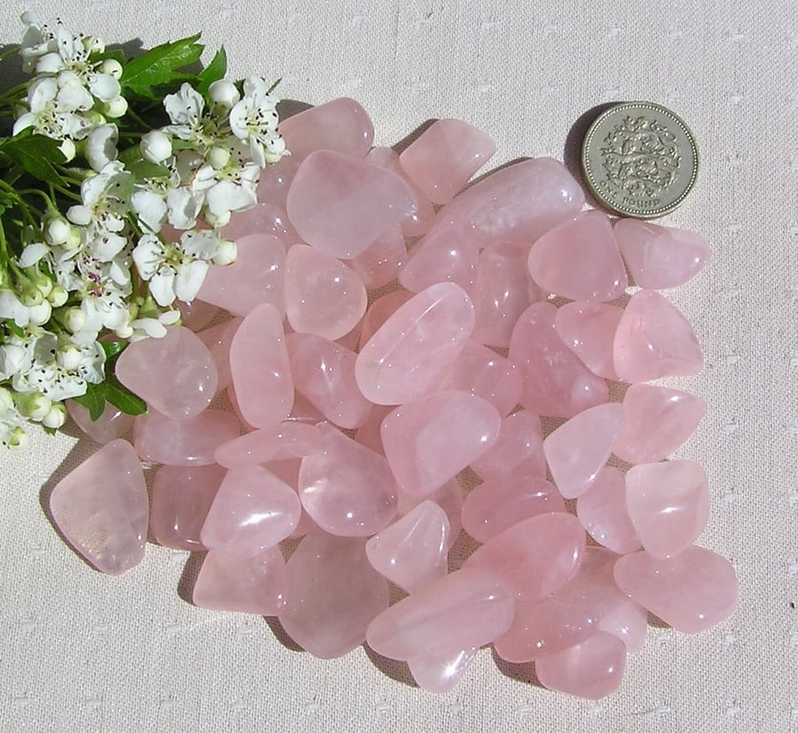 10 Stunning Rose Quartz Crystal Polished Tumblestones