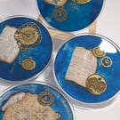 Bespoke Navy & Silver Steampunk Coaster 