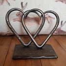 Interlinked Iron Love Hearts Sculpture 6th Wedding Anniversary Gift Christmas