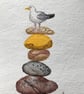 Pebble pile seagull small painting  - Image 2