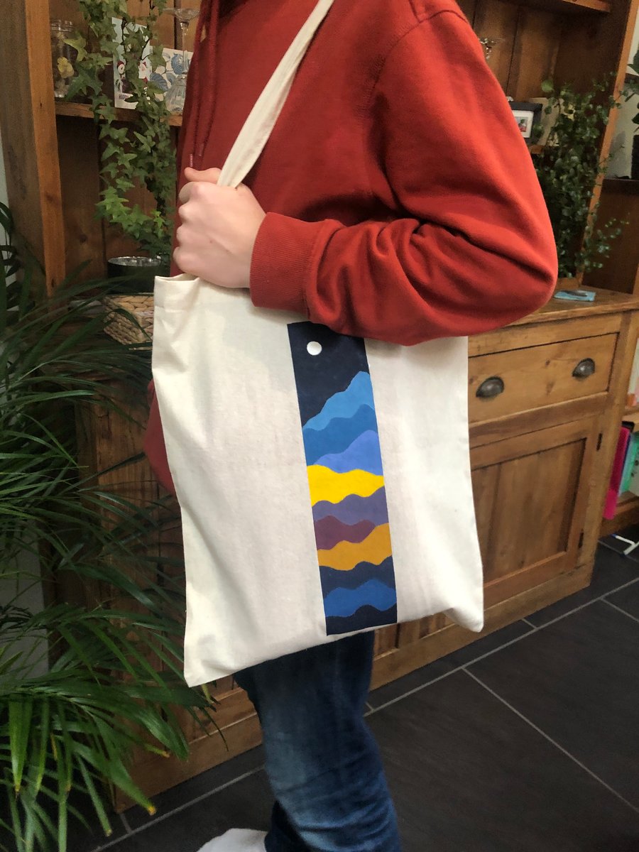 Hand-painted Landscape Scene Tote Bags