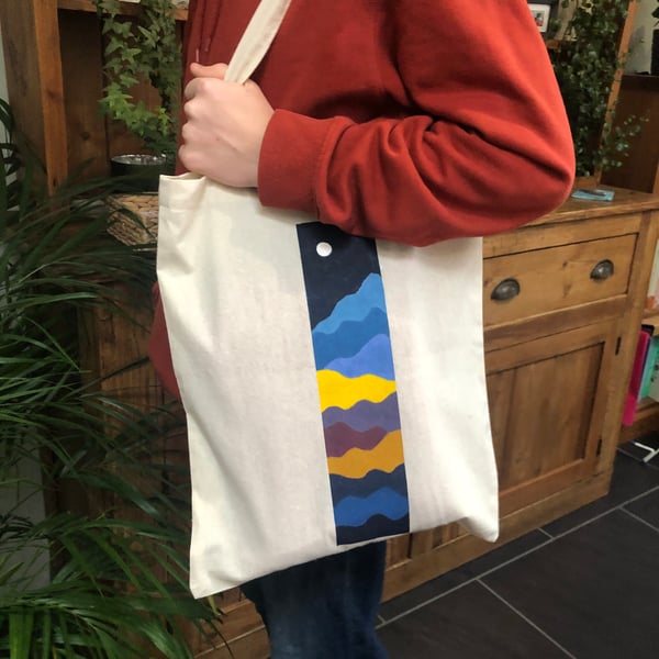 Hand-painted Landscape Scene Tote Bags