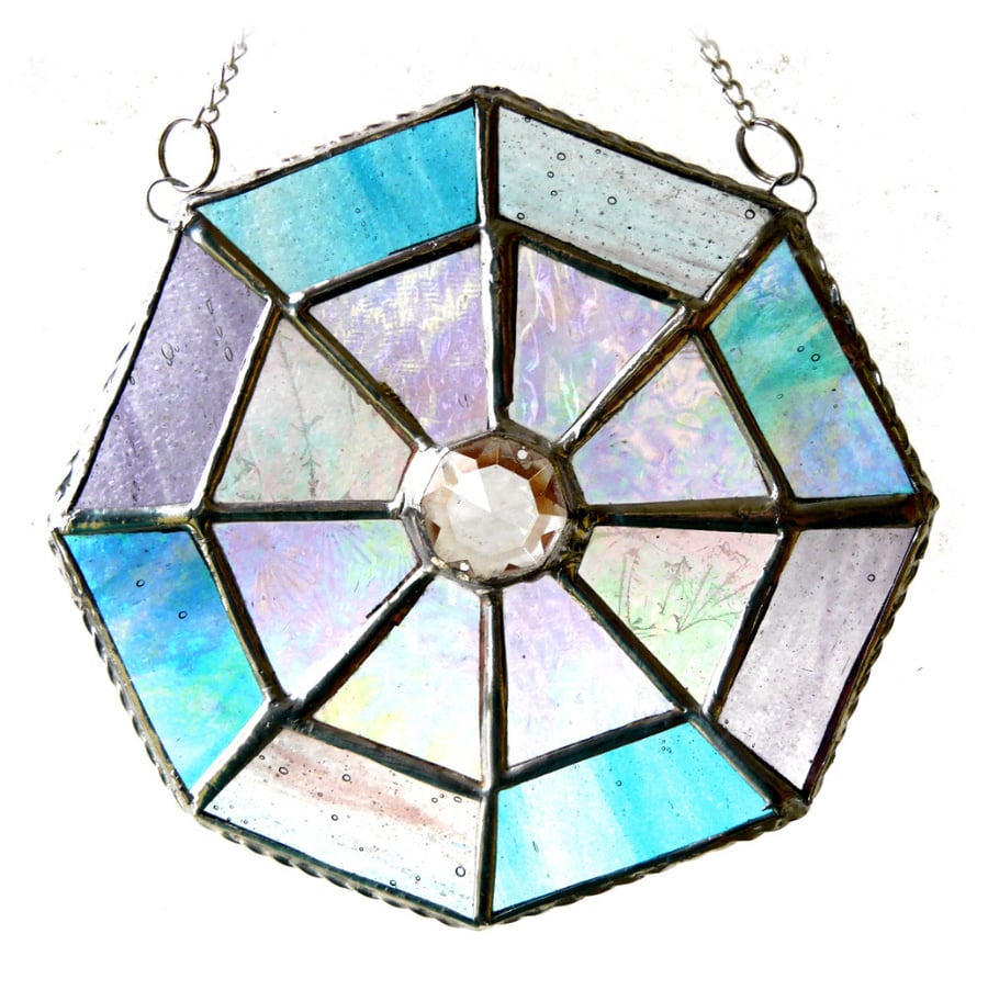 SOLD Octagon Suncatcher Stained Glass Crystal Abstract 009