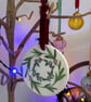 Ceramic Holly and Mistletoe Wreath - Disc Bauble