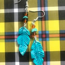 Feather turquoise earrings