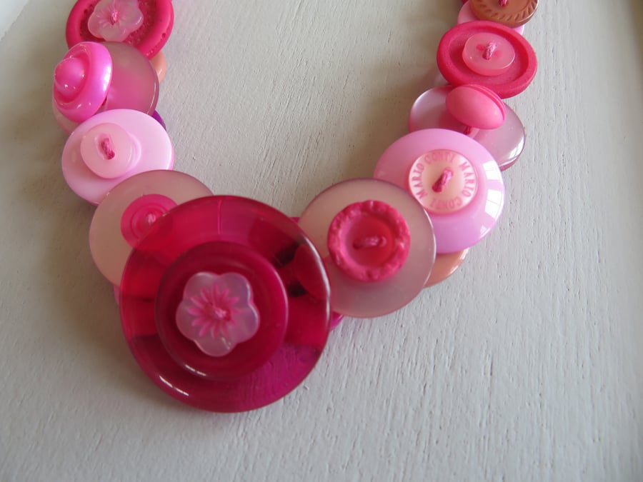 Pink Vision Button Necklace