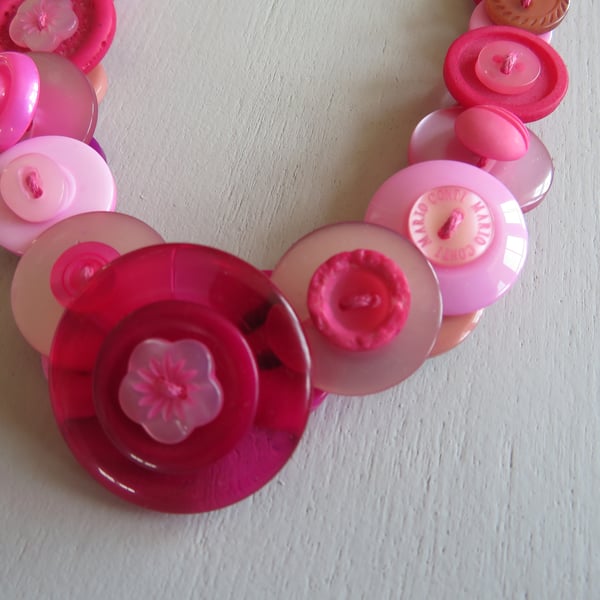 Pink Vision Button Necklace