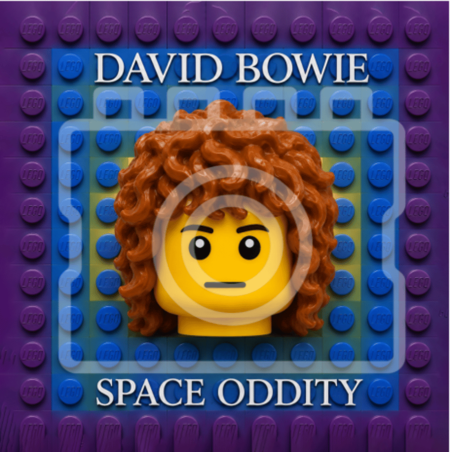 DAVID BOWIE - Space Oddity - Lego-inspired Album Cover - 5 x 5 - Mounted