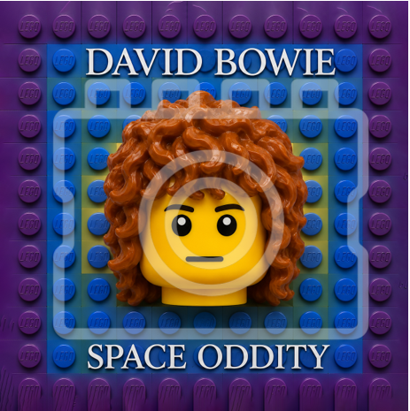 DAVID BOWIE - Space Oddity - Lego-inspired Album Cover - 5 x 5 - Mounted