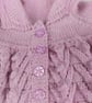 Hand Knitted Baby Dress and Cardigan Set, Lilac and White, 0-3 Months - Image 4