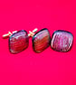 Red & Gold Coloured Glass Cuff-Links - 4014 - Image 5