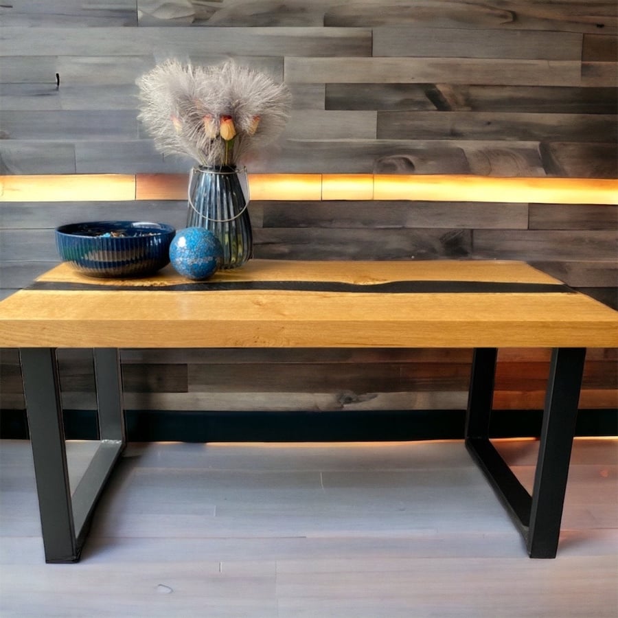 Oak & Epoxy Resin Coffee Table. - Folksy