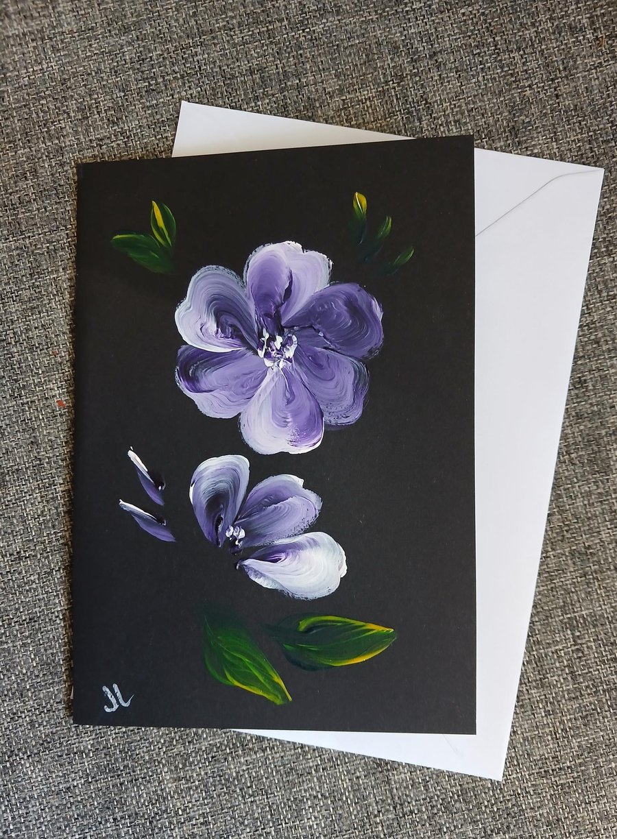 Hand Painted Greetings Card original painting Flowers Greetings Card