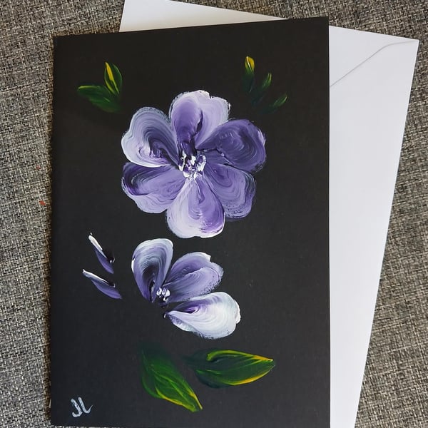 Hand Painted Greetings Card original painting Flowers Greetings Card