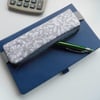 Elasticated pencil case grey and white for cover of notebook 