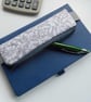 SOLD Elasticated pencil case grey and white for cover of notebook 