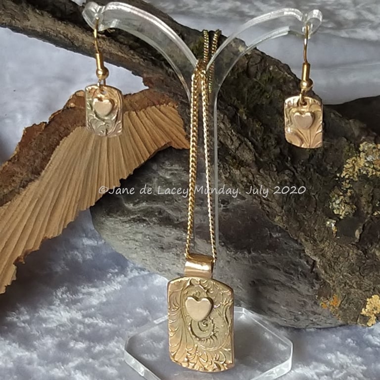 Bronze Pendant and Earring Set