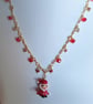 Father Christmas Lampwork Pendant & Red Crystal Drops GoldPlate Necklace 18 inch - Image 3