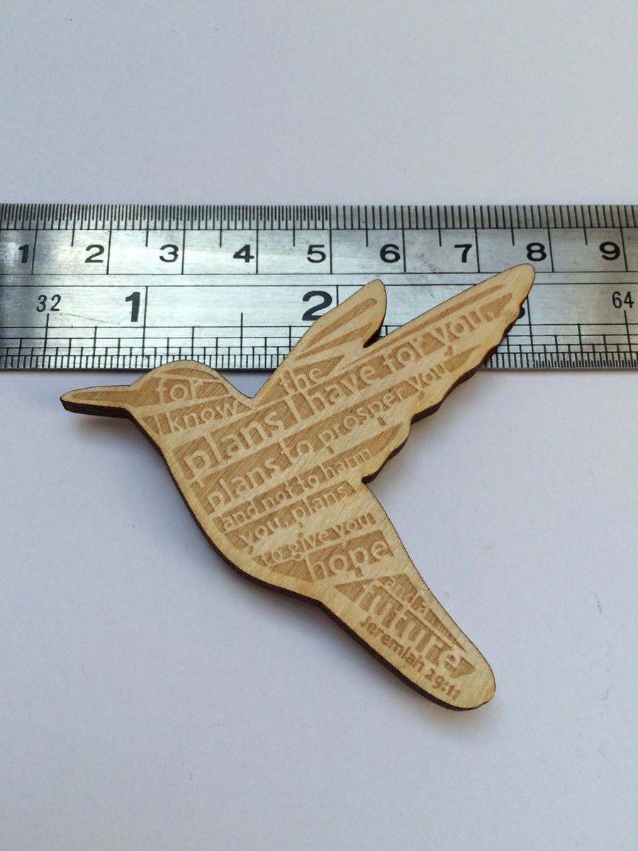 'Laser Tweet' brooch - Jeremiah 29:10