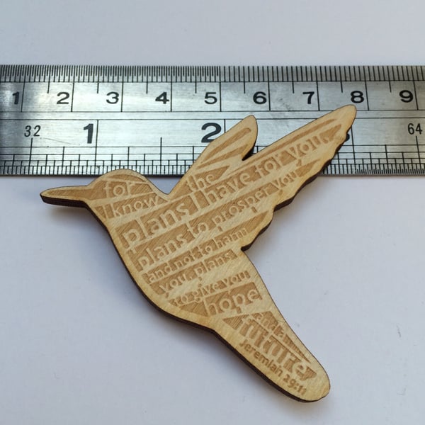 'Laser Tweet' brooch - Jeremiah 29:10