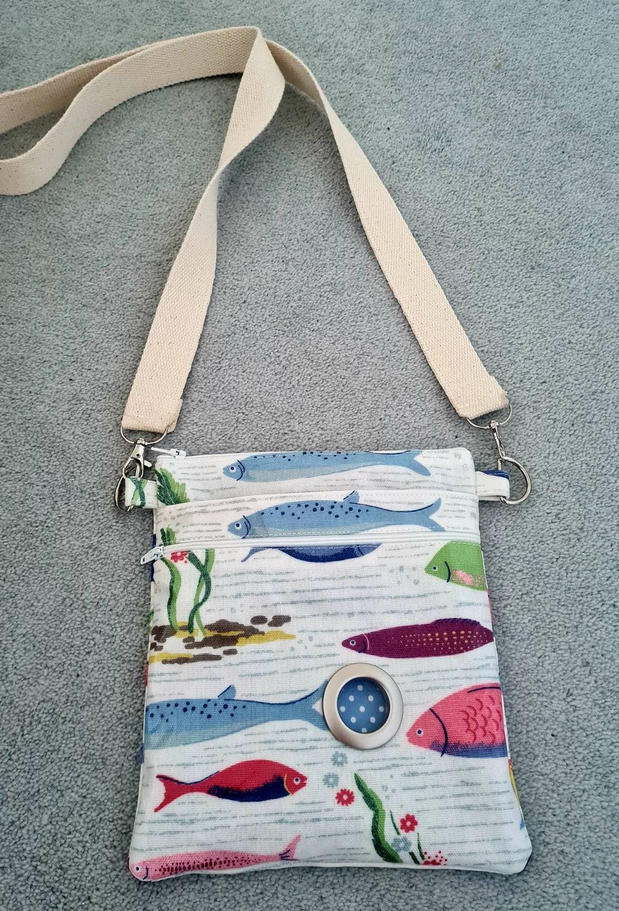 Cath Kidston River Fish oilcloth dog walking bag